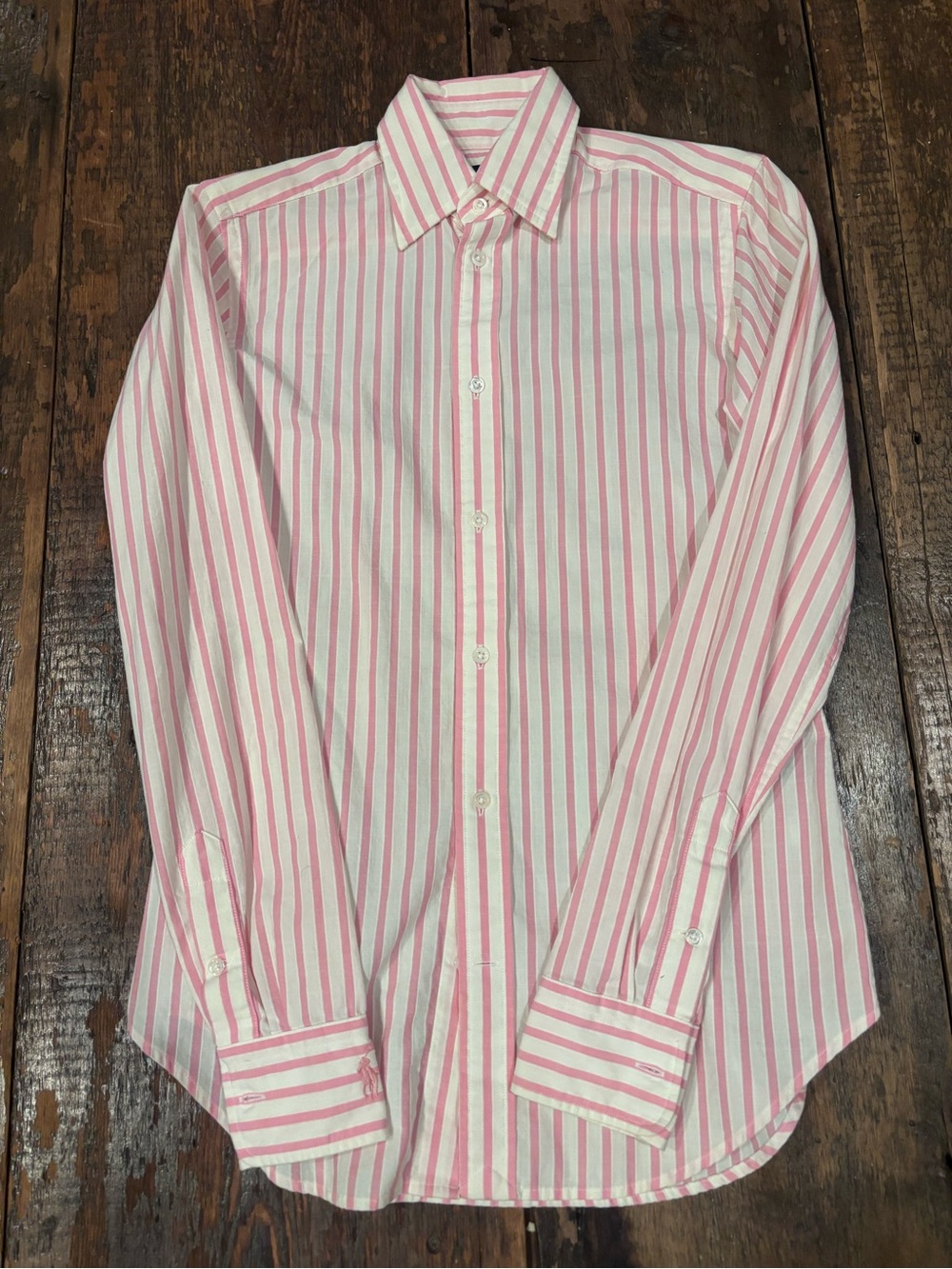Ralph Lauren Slim Fit pink and white striped button down